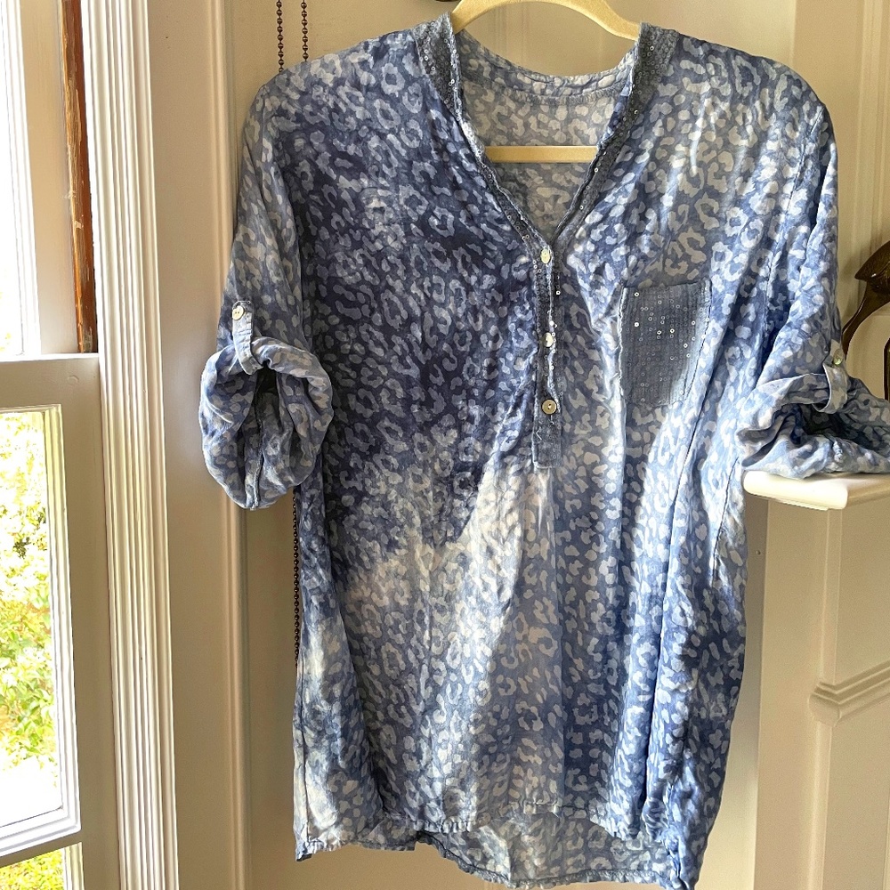 Blue peasant blouse